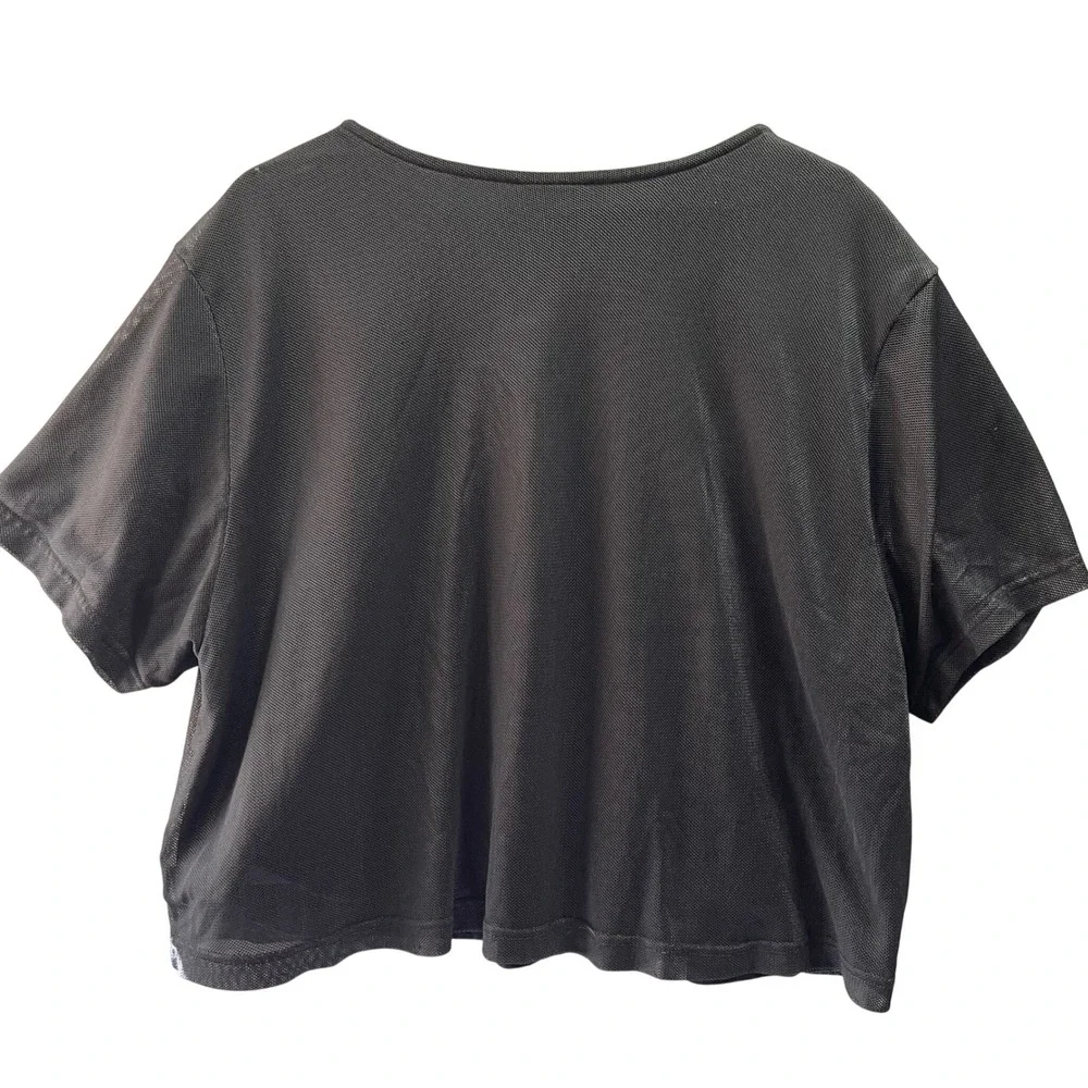 Nike‎ Air Mesh Crop Top Womens 3X Black Graphic Short Sleeve Athleisure Gorpcore